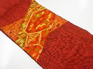 リサイクル　手織り真綿紬抽象模様織り出し名古屋帯